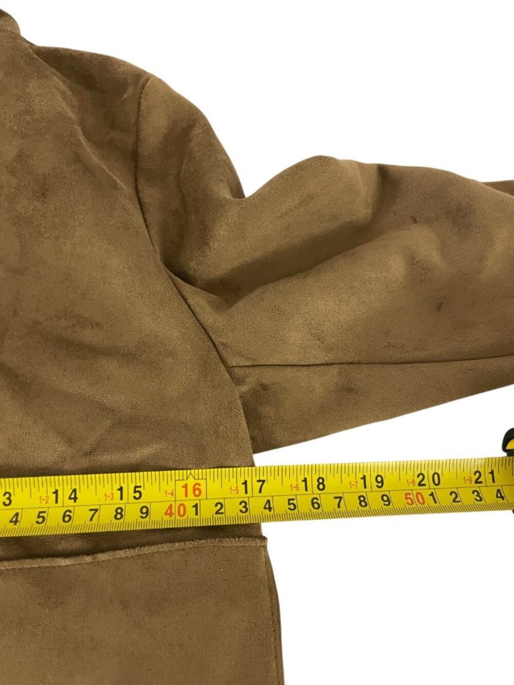 Zara Womens Cropped Faux Suede Jacket S Brown Khaki Button Front 4968/224 NWT - Picture 10 of 12